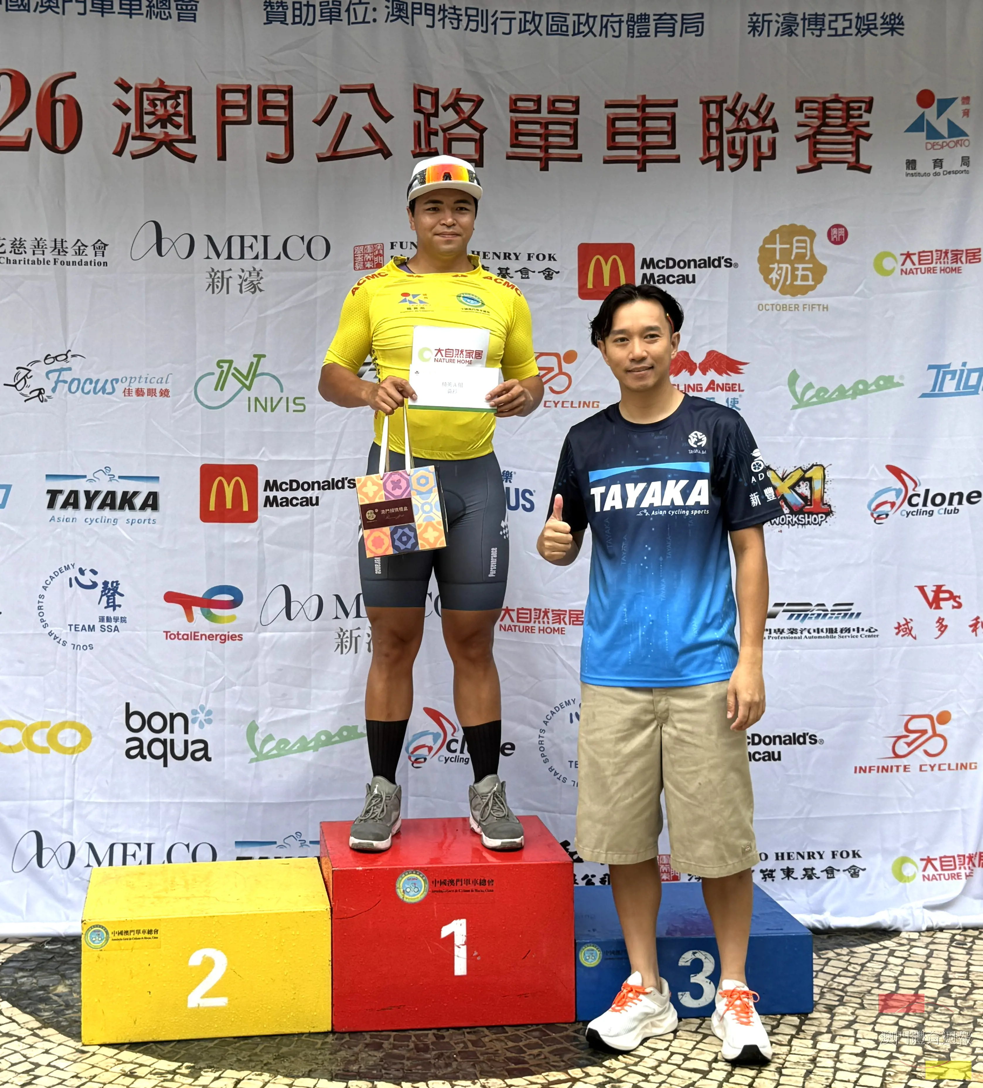 香港車手梁嘉儒積分領先，穿上黃戰衣。.jpg